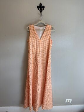 Club Monaco Soft Swing Maxi Dress Orange Gingham NWT Size 2